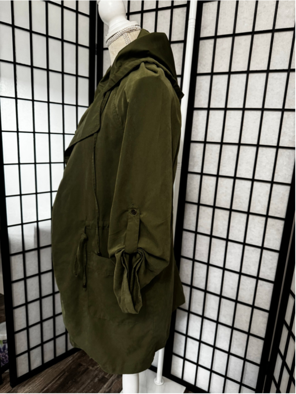 Women's Love Tree Utility Jacket Olive Green Size M - Picture 2 of 5